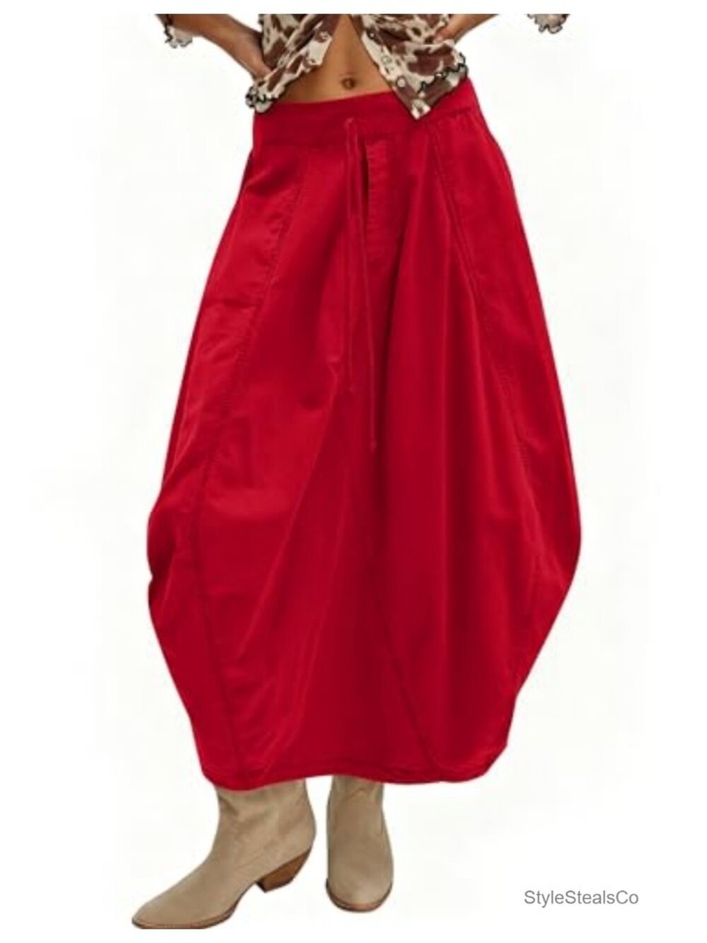 Y2K Cargo Maxi Skirt with Pockets Women Bubble Parachute Long Skirt Streetwear